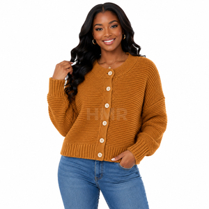 HMR Sisterhood Sorority Acrylic Women's Autumn Winter Striped Knit <b>Cardigan</b> <b>Sweater</b> Round Neck Button Front Long Sleeve - Product Image 1