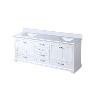 80 pouces. W X 22 In. Meuble-lavabo double blanc avec plan de travail en quartz blanc pour salle de bain - Product Image 4
