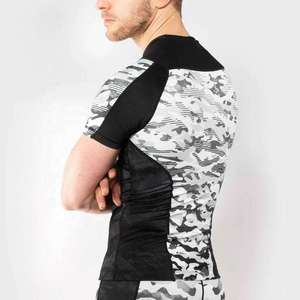 Custom <b>Men</b> Camouflage MMA Rash Guard Short Sleeve <b>Compression</b> <b>Shirt</b> BJJ Grappling T-<b>Shirt</b> Quick Dry Gym Fitness Training Wear - Product Image 4