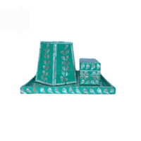 Ensemble Bloom Essence MOP Bakhour | Plateau d'incrustation florale élégant avec brûleur à oud et encensoir dans une boîte-cadeau | Décoration de luxe Ramadan et Eid