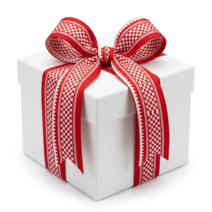 Ruban Jacquard Tissé Rouge Vif et Blanc de 31 mm Neelkamal Industries – Bordure Décorative Festive pour Emballages de Noël, Nœuds et Artisanat - Product Image 1