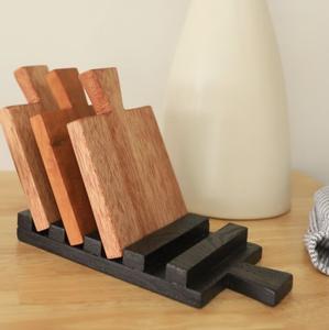 Support de planche à découper rectangulaire en bois d'acacia de qualité supérieure, support pour couteau, épaisseur 2,0 cm, compatible lave-vaisselle, organisateur de comptoir de cuisine moderne - Product Image 3