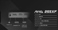 Monitor Gaming MAG 255XF 24,5 inci 300Hz 0,5ms HDR 100% SRGB DP/ Fast IPS