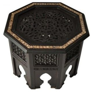 Table d'appoint octogonale artisanale en os incrusté, en bois de Sheesham massif, style marocain, motif floral, table d'appoint pliable pour salon - Product Image 6