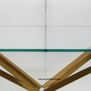 Accessoires de mobilier rectangulaires en acier inoxydable et verre transparent pour salon, salle de séjour et balcon - Product Image 5