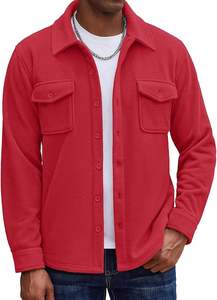 Chemise en polaire pour homme avec logo personnalisé OEM, veste à manches longues, chemise décontractée à boutons avec poches - Product Image 2