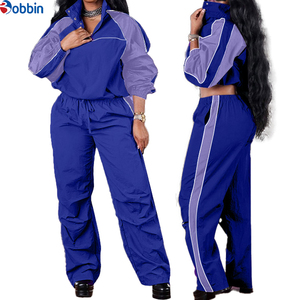 Conjunto Deportivo de 2 Piezas Personalizable para Mujer, Chaqueta Cortavientos de Invierno Tejida y Bordada de Poliéster, Informal, Sólida, de Manga Larga o Corta, para Exteriores - Product Image 4