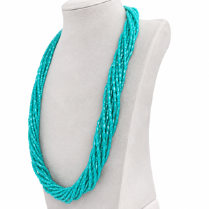 Wholesale Multi-Strand Turquoise Blue Seed Beaded <b>Statement</b> <b>Necklace</b> for Women Bohemian Fashion Jewelry Gift/Party Sstringz Exim - Product Image 3