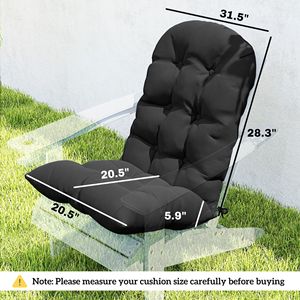 Set di 2 Cuscini per Sedia Adirondack, Cuscini da Esterno Trapuntati per Schienale Alto, Colore Nero - Product Image 3