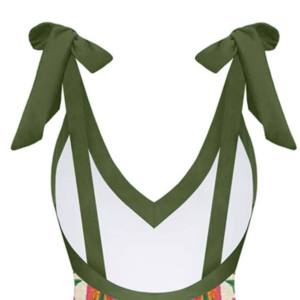 Women's Halter Bikini <b>Top</b> with Bow Ties Stretch Bandeau Swimwear 2 Piece Set Asymmetric Embroidery Tie Side - Product Image 1