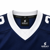 Maillot de hockey sur glace pour homme SINEWY SPORTS, manches longues, col en V, sublimé, polyester 400g, évacuation de l'humidité, automne, nom d'équipe personnalisé