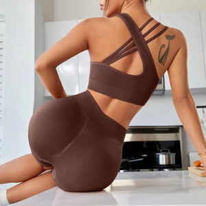 Conjunto de Yoga para Mujer con Logotipo Personalizado, Nuevas Tendencias de Moda, Bra Deportivo Sin Costuras, Shorts de Ciclismo con Efecto Levanta Glúteos - Product Image 5