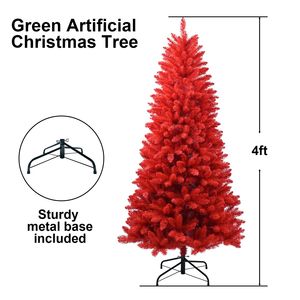 Albero di Natale Artificiale Rosso di 120 cm con 440 Punte di Rami, Facile da Montare, Decorazione per Interni per Halloween e Natale - Product Image 5