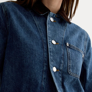 Chaqueta vaquera de mezclilla para mujer de alta demanda, estilo Deep Atlantic, de algodón orgánico, ropa de trabajo, ropa exterior, fabricación OEM de marca privada personalizada - Product Image 3