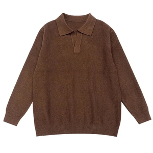 Suéter de Punto para Hombre, Estilo Coreano, Suave y Grueso, Cuello Polo, Minimalista, Manga Larga, Color Sólido, Informal, para Otoño y Primavera - Product Image 1