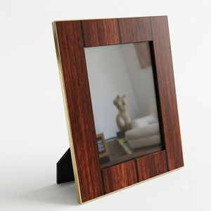 Premium Walnut <b>Wood</b> <b>Picture</b> <b>Frame</b> Metal Edge Table Top Photo <b>Frame</b> Custom Luxury Desk Display <b>Frame</b> Wedding Corporate Gift <b>Frame</b> - Product Image 1