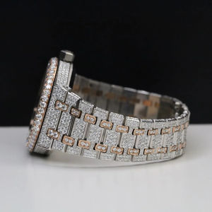 Custom Handmade Full White Gold Iced Out Dial VVS Moissanite <b>Diamond</b> Mechanical Fully Customized For Men's Wrist <b>Watch</b> - Product Image 3