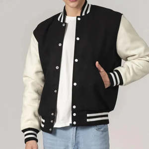 Wholesale Custom latest designs Long Sleeve Winter <b>Jacket</b> <b>Plain</b> Blank <b>Varsity</b> Letterman <b>Jacket</b> for men - Product Image 2