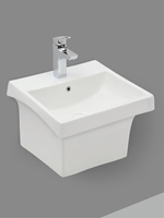 Lavabo mural carré de luxe intégré en céramique Zeta, vasque monobloc pour salle de bain, lavabo flottant pour lavage des mains