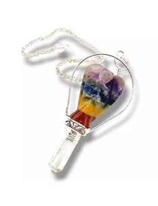 Péndulo de Cristal de Ángel Hecho a Mano con 7 Chakras, Colgante de Cuarzo Puntiagudo para Radiestesia, Gema de Energía Curativa, Coleccionable - Product Image 1
