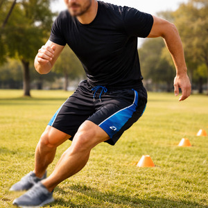 Shorts d'entraînement à séchage rapide pour hommes, légers, avec cordon de serrage à la taille, shorts de course respirants, vêtements de sport, approvisionnement en gros - Product Image 2