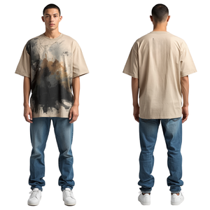 T-shirt Homme Premium Oversize Personnalisable, Impression Numérique Artistique Inspirée de la Tempête, Sérigraphie Haute Densité, 100% Coton - Product Image 3