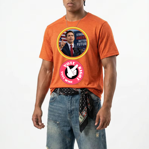 Camiseta unisex negra de manga corta con cuello redondo y estampado gráfico de campaña política Vote For The Future - Product Image 2