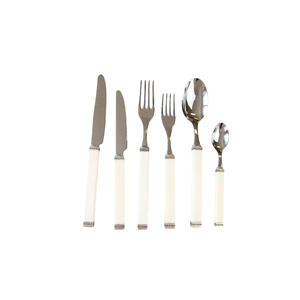 Elegante Juego de Cubiertos de Metal Plateado con Mangos de Perla, Aptos para Lavavajillas, Juego de Cubiertos para Bodas y Cenas en Oferta - Product Image 2