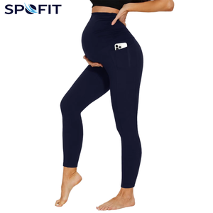 Leggings de Maternidad de Cintura Alta con Compresión Abdominal, Leggings de Yoga para Embarazadas con Bolsillos - Product Image 1