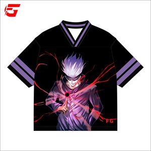 Maillots rétro Jujutsu Kaisen entièrement personnalisés, 100 % polyester, coupe ample, impression par sublimation, prix usine, fabriqués au Pakistan - Product Image 3