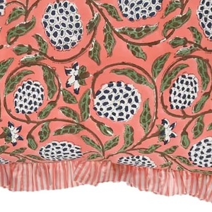 RIDHI Hot Selling Dark Salmon Frill Ruffles Cotton Block Print Floral Removable Eco-Friendly Customizable <b>Throw</b> Pillow <b>Covers</b> - Product Image 6