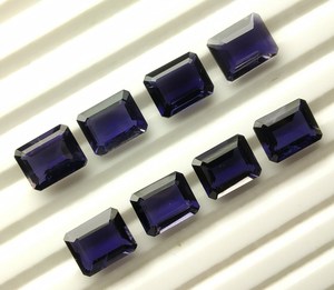 Lote al por mayor de gemas sueltas de iolita natural de primera calidad, 7x5mm, talla octogonal facetada, iolita azul violeta calibrada con corte esmeralda AAA - Product Image 4