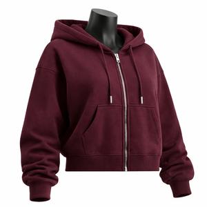 Nouveau Sweat à Capuche Zippé pour Homme Couleur Bordeaux avec Poche Avant, Veste Polaire Décontractée Coupe Classique pour l'Automne – Prix de Gros - Product Image 2