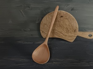 Cuillère de cuisine en bois rustique de conception coréenne REHMAN CRAFT, bol profond, fabriqué à la main, écologique, capacité de 10 ml, utilisation en camping, ustensiles de cuisine - Product Image 1