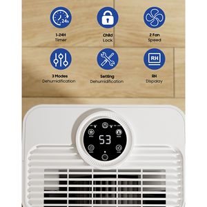 21 Pt. 1600 mq. Bianco 1600 mq. Deumidificatore con secchio e tubo di scarico per cantine, garage e ambienti umidi - Product Image 5