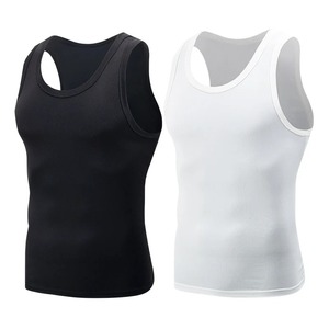 <b>Men's</b> Four Seasons Black <b>White</b> Classic Color Breathable Spandex/Polyester <b>Vest</b> Plus Size Youth Sports Leisure Running Tank Top - Product Image 1