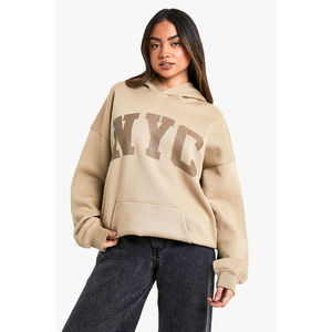 Últimas sudaderas con capucha de hombros caídos para mujer, oversize, 100% algodón, ecológicas, cortavientos, transpirables, estilo urbano, informales, de forro polar liso. - Product Image 4