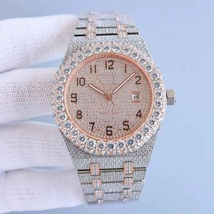 Nouvelle Montre Mécanique de Luxe pour Homme, Design Diamant Bling Bling, Argent et Or, Sertie de Diamants, pour la Vente en Gros - Product Image 3