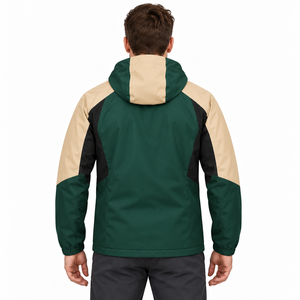 Veste Softshell d'hiver pour homme, personnalisable avec logo, à capuche, fermeture éclair intégrale, poche poitrine, poches latérales, poignets élastiques, color block, pour la randonnée - Product Image 6