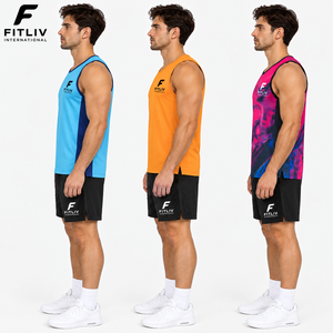 European Size <b>Men's</b> Summer Sports <b>Vest</b> Knitted Crew Neck Elastic Fitness Running Sleeveless Shirt Thin Quick-drying Workout Tank - Product Image 3