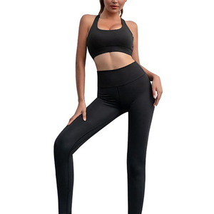 New Arrival Premium Quality Women's Yoga Set for Breathable 2-Piece <b>Flared</b> <b>Leggings</b> Sleeveless Bra Custom Design - Product Image 1
