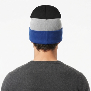 Bonnet d'hiver épais personnalisé, couleur assortie, unisexe, rayé, tricoté, à revers, doux, chaud, pour l'extérieur - Product Image 6