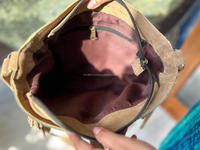 Tas selempang kulit bulu wanita, gaya Barat unik tas jinjing kulit bulu timbul gaya Vintage