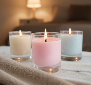 Bougie en verre pastel à mèche unique, parfumée, en cire de soja et de palme, faite à la main, de qualité supérieure, pour la décoration intérieure, l'aménagement minimaliste du bureau et Noël - Product Image 1