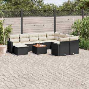 Conjunto de Sofás Modulares Grandes de Ratán PE Negro para Jardín, Muebles Modulares Elegantes para Exteriores - Product Image 1