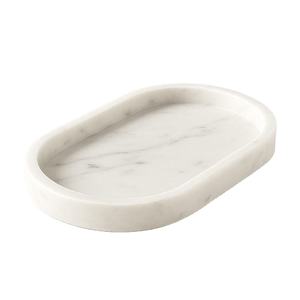 Hot Selling Elegant Marble Rectangular White Marble Oval <b>Tray</b> with Edges Elegant Serving <b>Tray</b> for <b>Snacks</b> or Decorative Use - Product Image 2