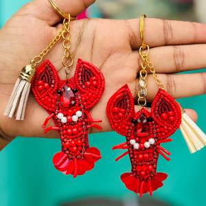 Beautiful Beaded Keychain Handmade Embroidery Accessory Decorative <b>Key</b> Ring for Women Girls Handbags <b>Purses</b> and Backpacks - Product Image 1