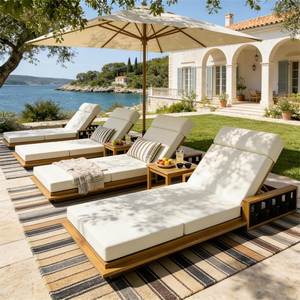 Chaise longue d'extérieur rembourrée pour patio, piscine, villa, jardin, mobilier de resort - Product Image 1