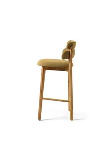 เก้าอี้บาร์สไตล์มิดเซ็นจูรี่โมเดิร์น ดีไซน์ทันสมัย พร้อมขาไม้เนื้อแข็งและพนักพิงหุ้มเบาะสองชั้น - Product Image 2