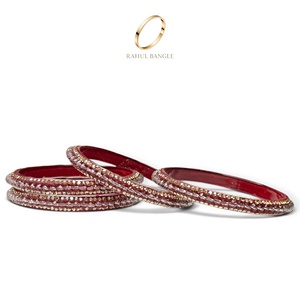 Party Wear Kashmiri Bridal Maroon <b>Red</b> Glass Bangles Trendy Zirconia Gold Plated Wedding Festive Wear Wholesale Price - Product Image 4